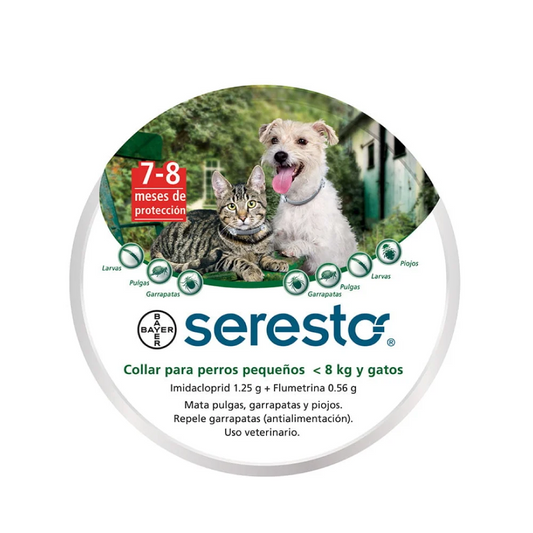 ANTIPULGAS COLLAR PERROS PEQUEÑOS Y GATOS SERESTO HASTA 8KG