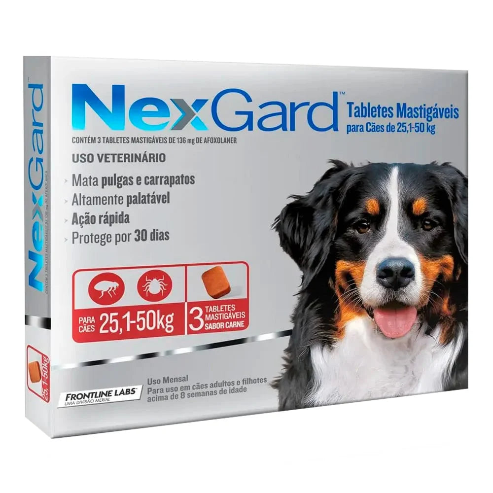 ANTIPULGAS ANTIGARRAPATAS NEXGARD 25-50 KG X3 TABLETAS
