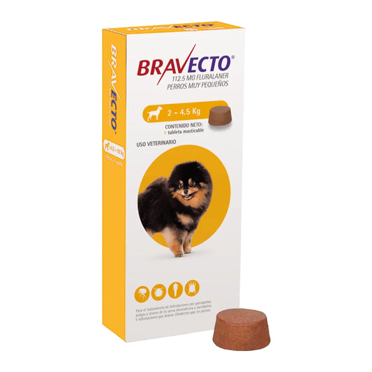 ANTIPULGAS PERRO BRAVECTO 112.5 MG TABLETA 2-4.5 KG