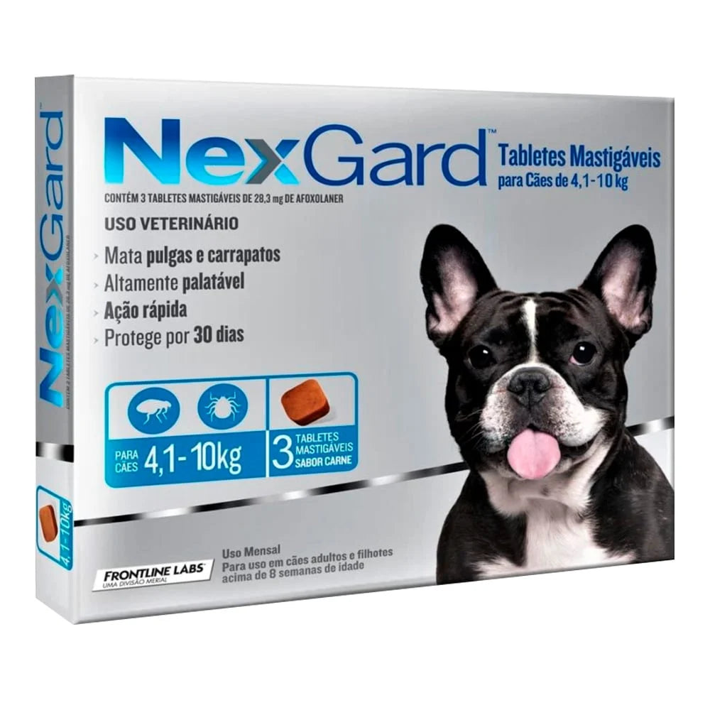 ANTIPULGAS ANTIGARRAPATAS NEXGARD 4-10 KG X3 TABLETAS