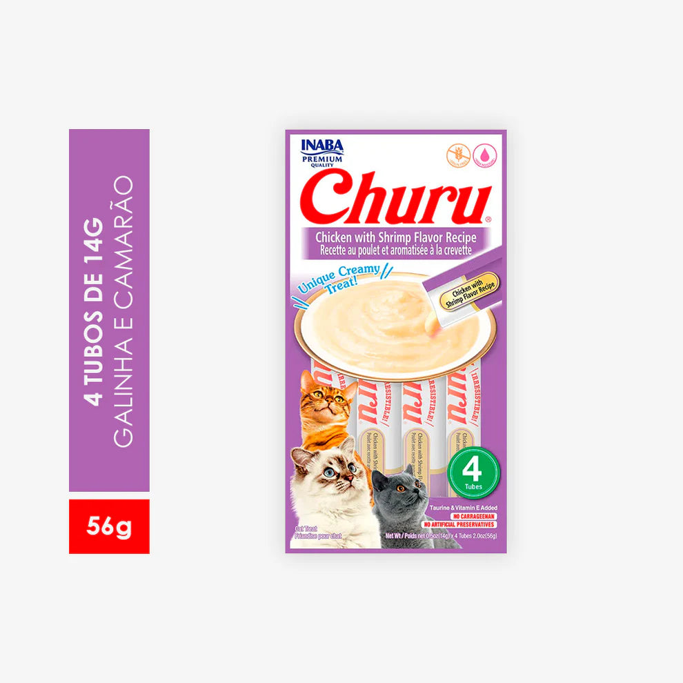 Churu para Gatos Adultos sabor Pollo con Camarones 56g