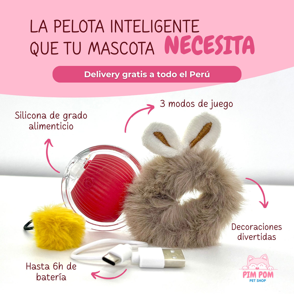 Pelota Smart Interactiva Perros y Gatos 360 grados
