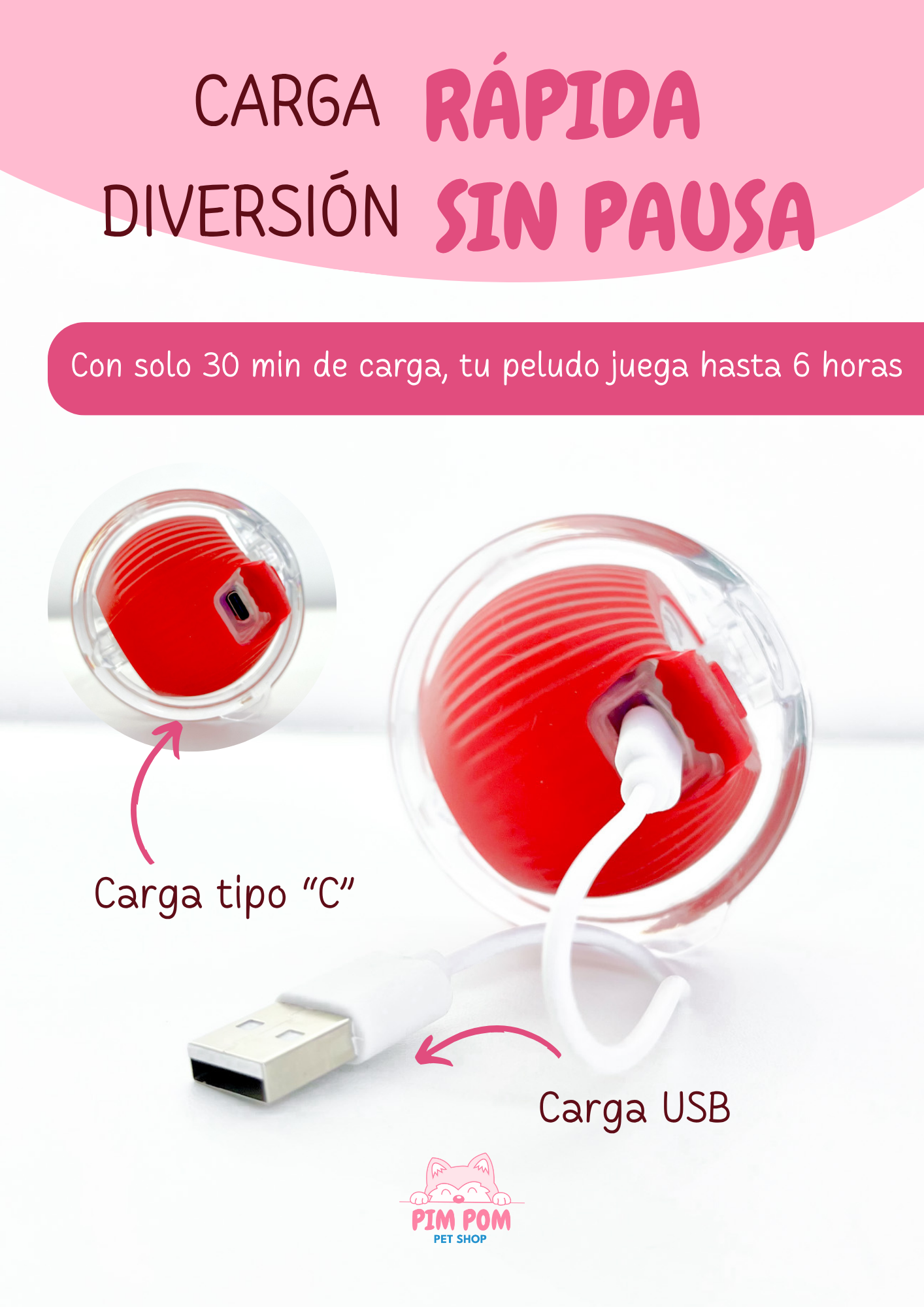 Pelota Smart Interactiva Perros y Gatos 360 grados