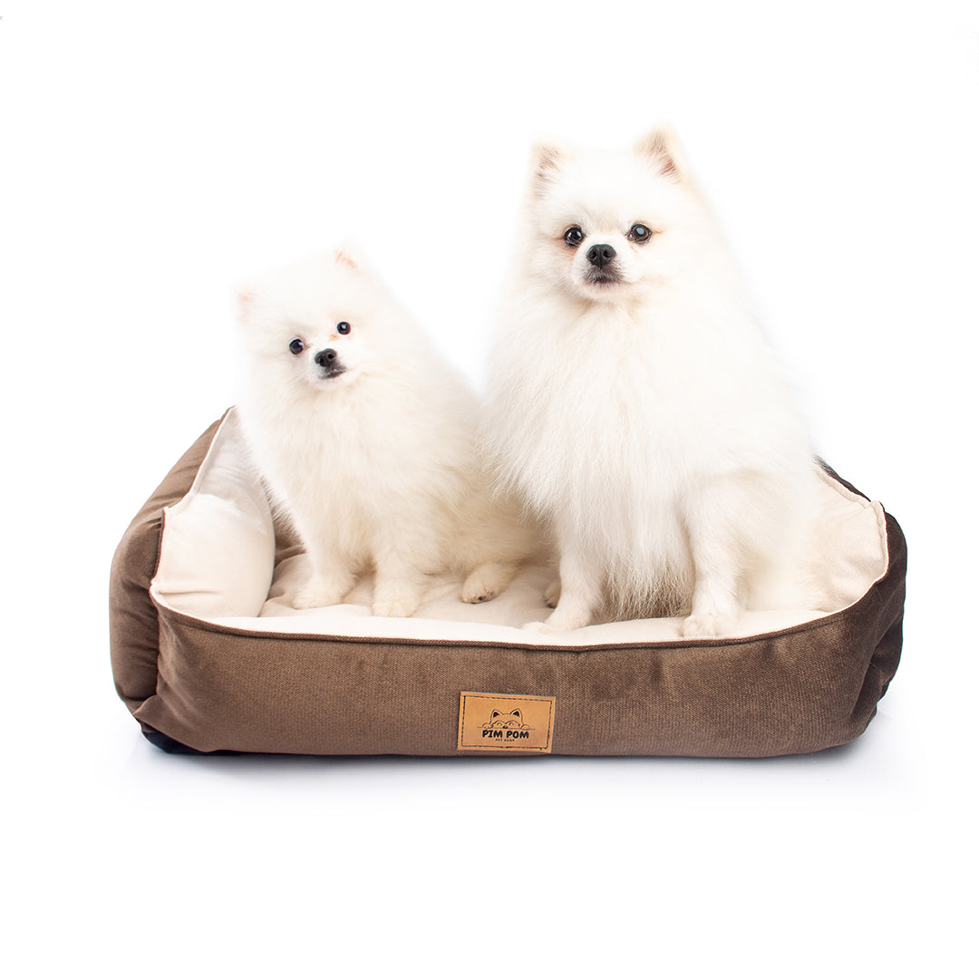Cama para perro Hipoalergénica de Facil lavado! 🐶✨ - Marrón con crema