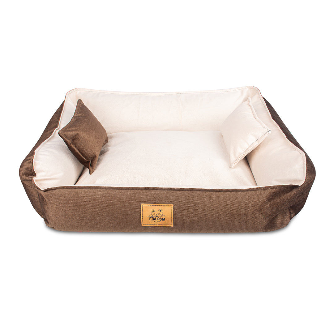 Cama para perro Hipoalergénica de Facil lavado! 🐶✨ - Marrón con crema