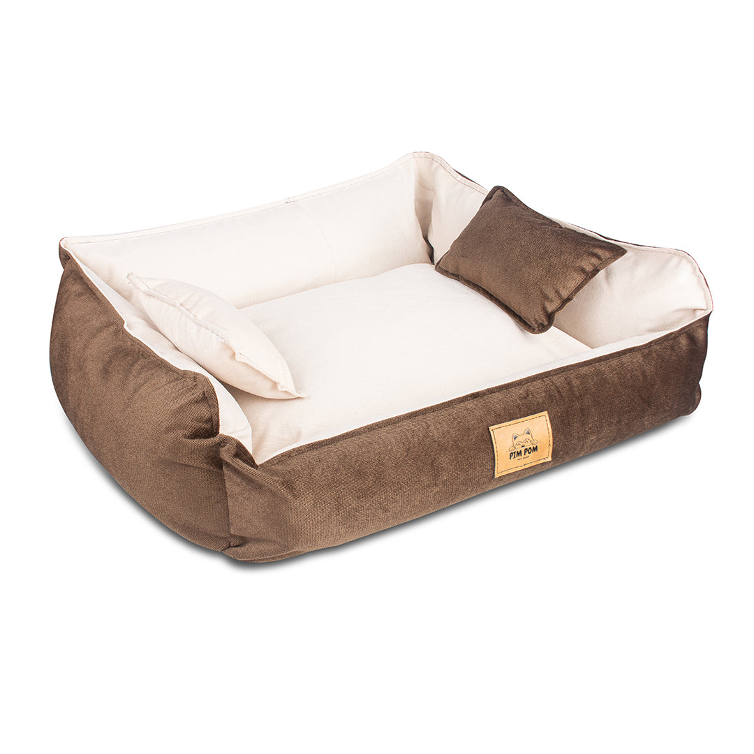 Cama para perro Hipoalergénica de Facil lavado! 🐶✨ - Marrón con crema