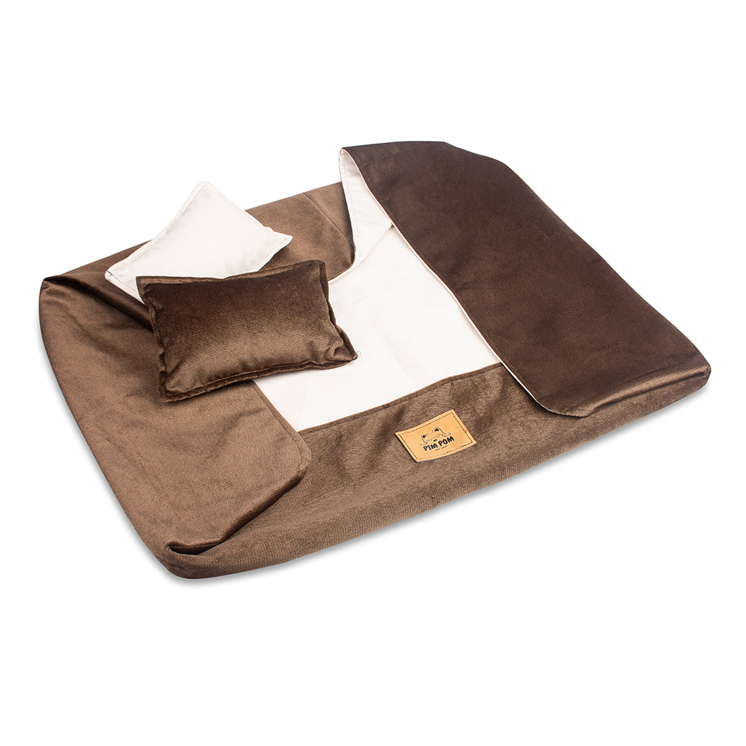 Cama para perro Hipoalergénica de Facil lavado! 🐶✨ - Marrón con crema