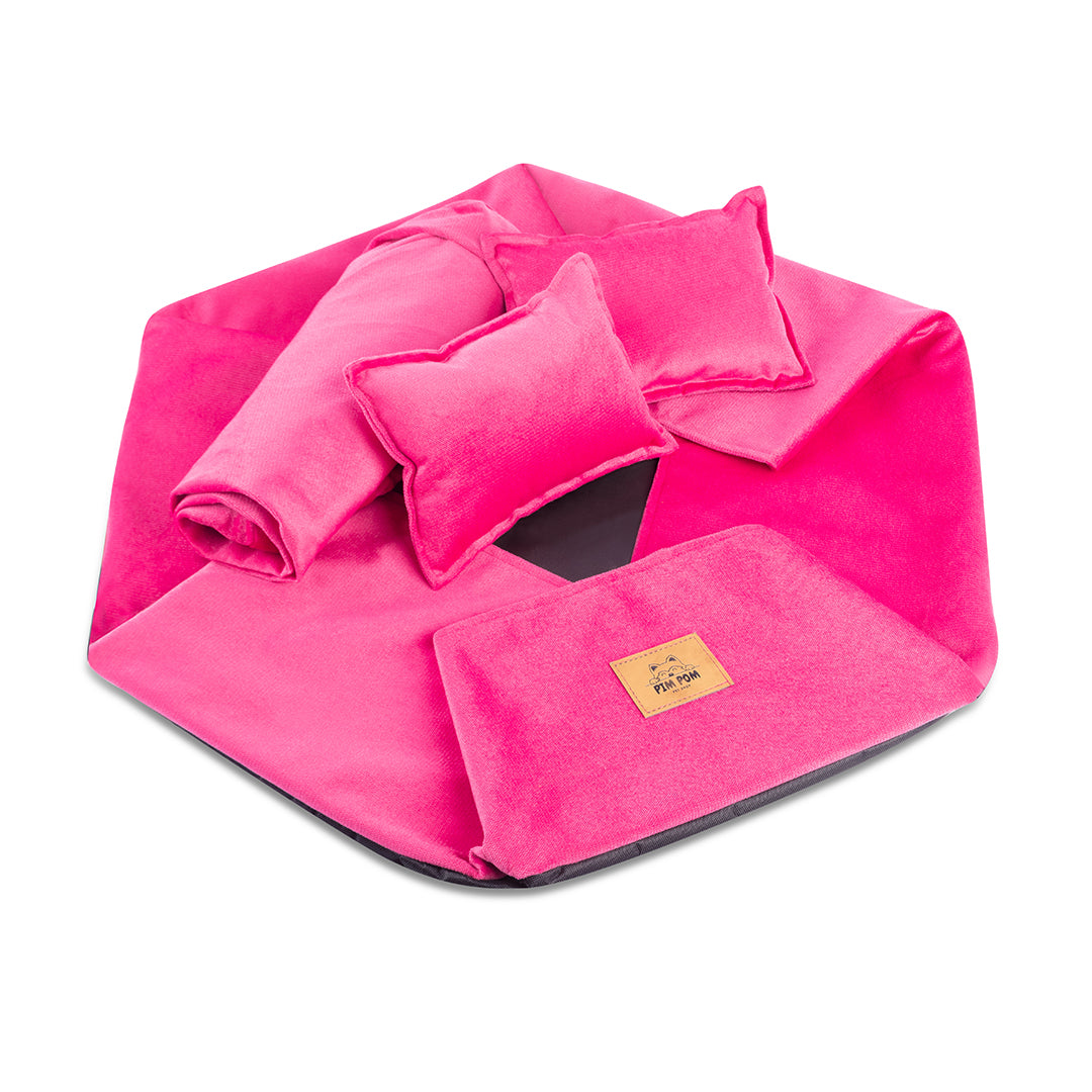 CAMA PREMIUM HEXAGONAL COLOR FUCSIA PARA PERRO DE FÁCIL LAVADO 🐾