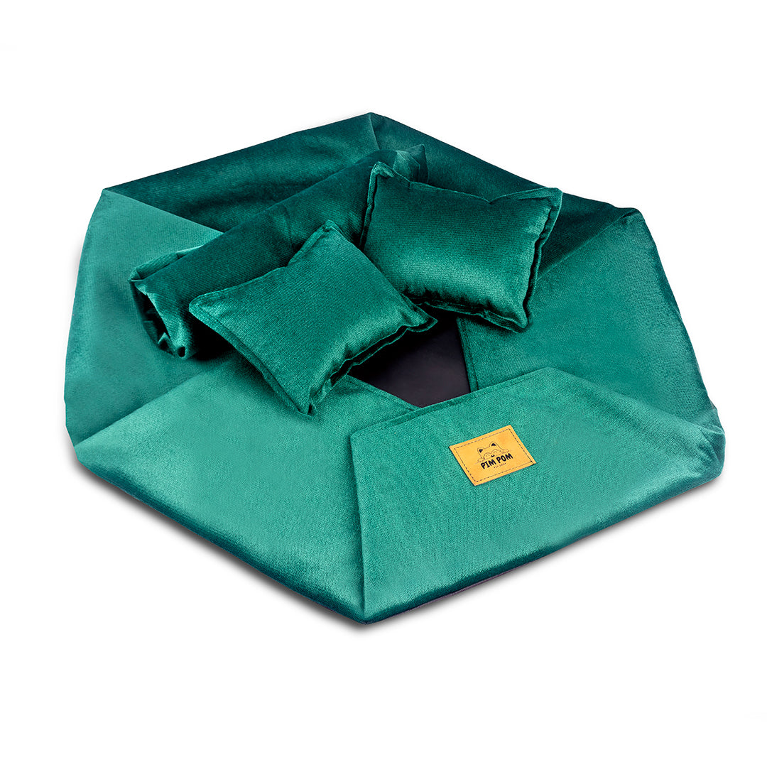 CAMA PREMIUM HEXAGONAL COLOR VERDE PARA PERRO DE FÁCIL LAVADO