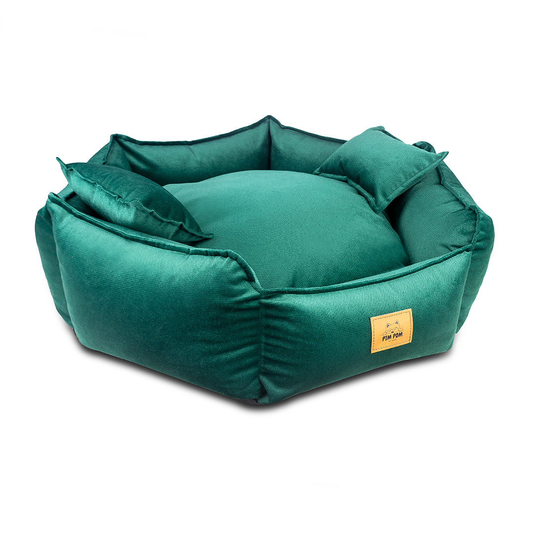 CAMA PREMIUM HEXAGONAL COLOR VERDE PARA PERRO DE FÁCIL LAVADO