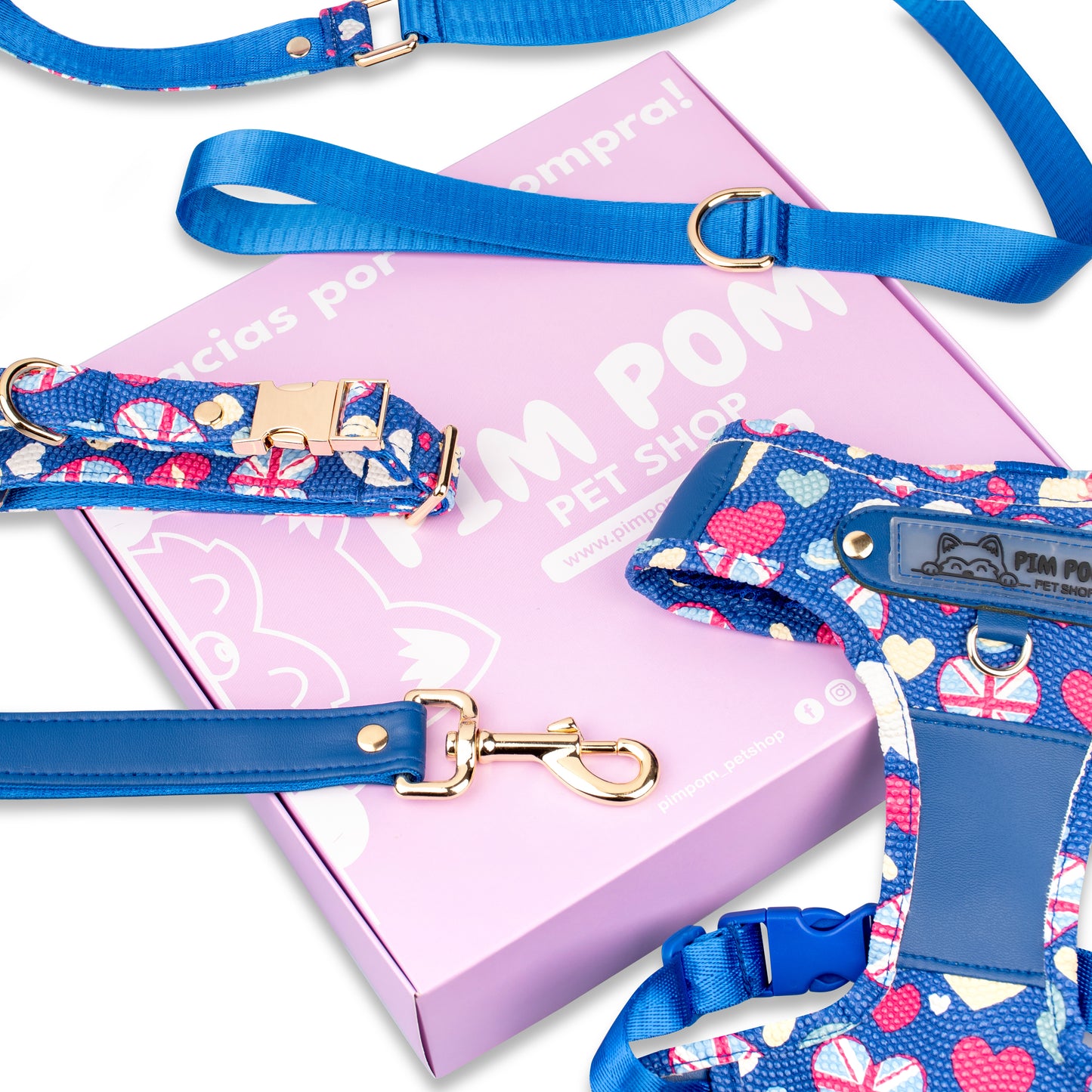 Set Premium Pechera + Correa – ¡Collar de Regalo! - Azul