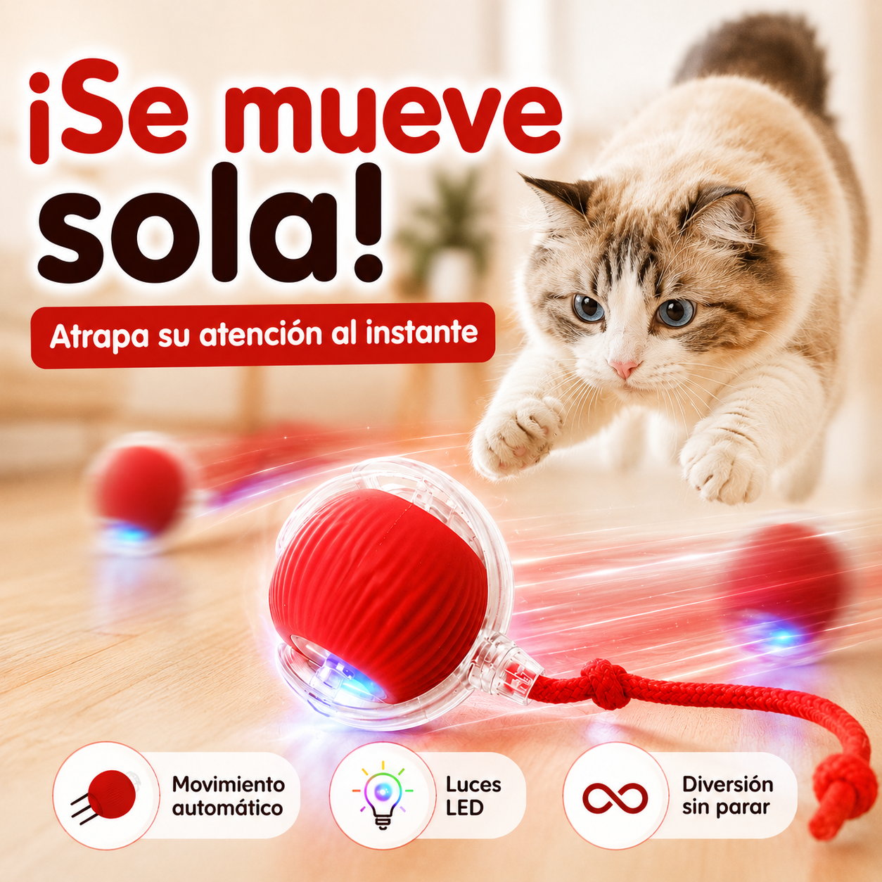 Pelota Inteligente Interactiva para Gatos y Perros
