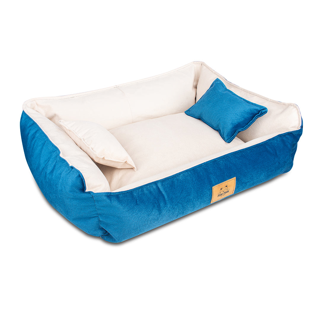 Cama para perro Hipoalergénica de Facil lavado!- Azul con crema